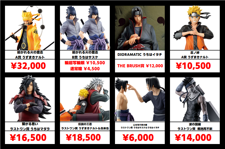 秋葉原【ナルト 一番くじフィギュア】買取価格表 全国対応の宅配買取