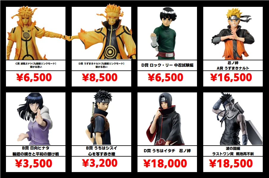 ナルト(NARUTO) 一番くじフィギュア 買取価格表 | 【アニメフィギュア