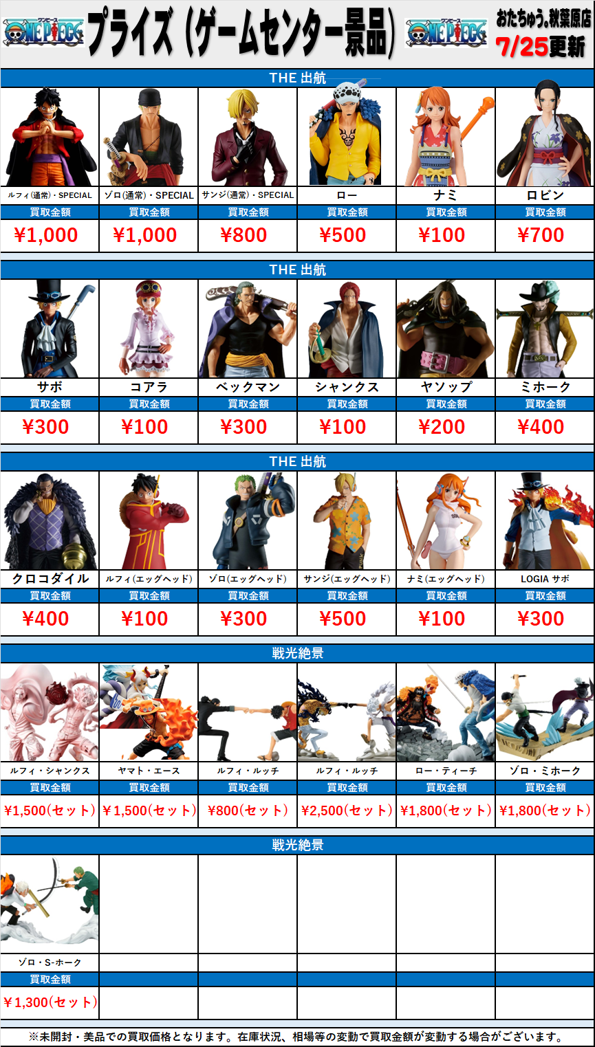 全国宅配買取】ワンピース プライズフィギュア(ゲームセンター