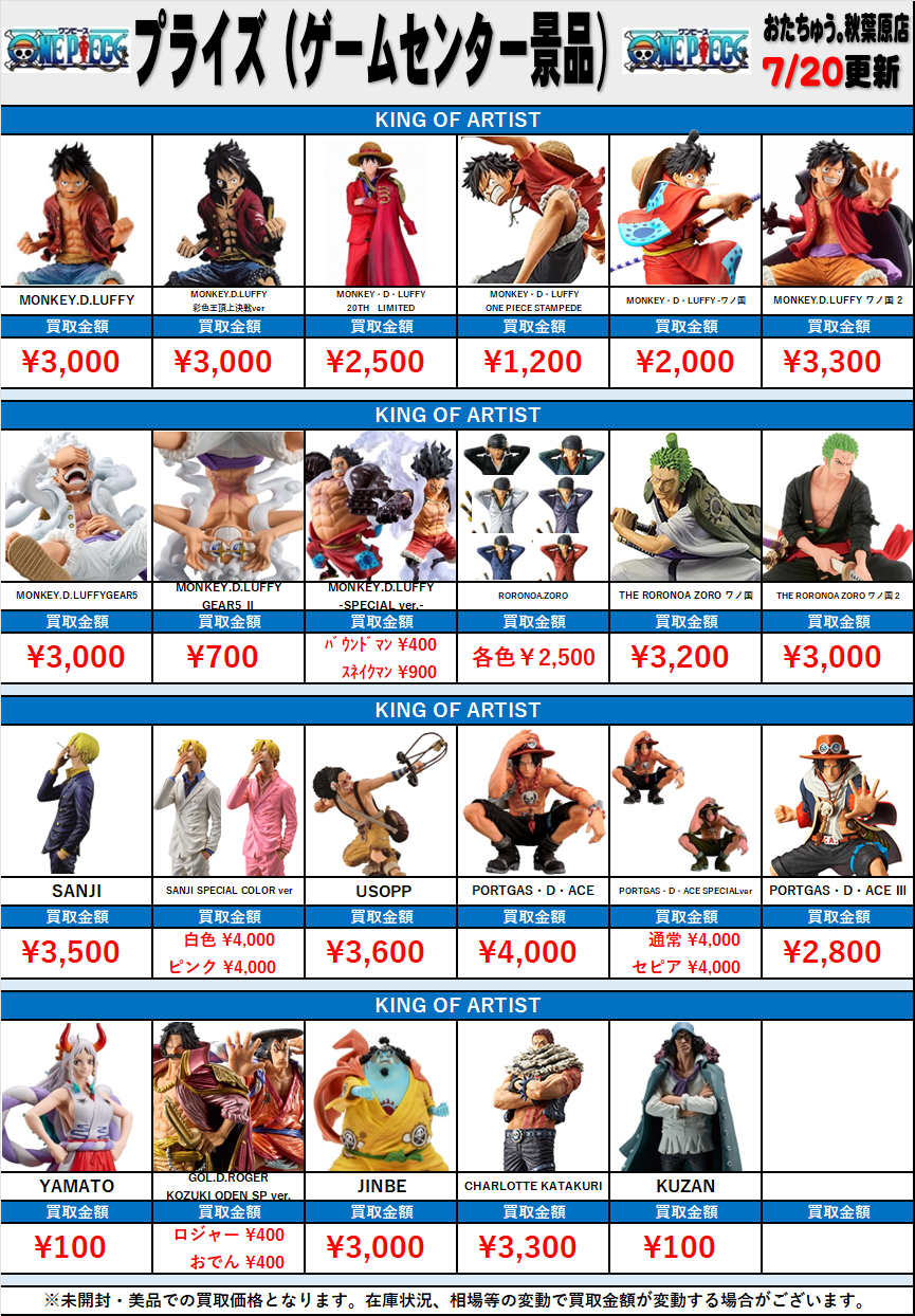 全国宅配買取】ワンピース プライズフィギュア(ゲームセンター