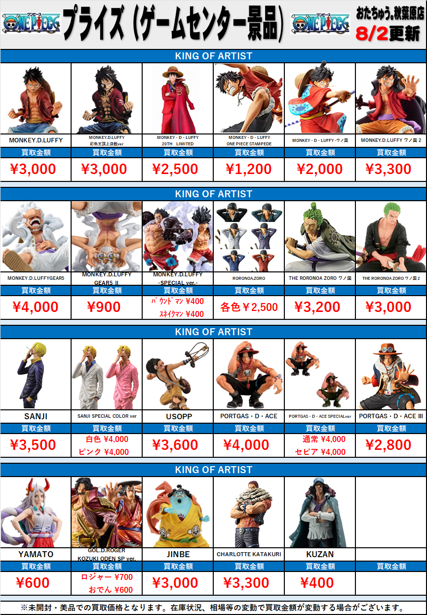 全国宅配買取】ワンピース プライズフィギュア(ゲームセンター