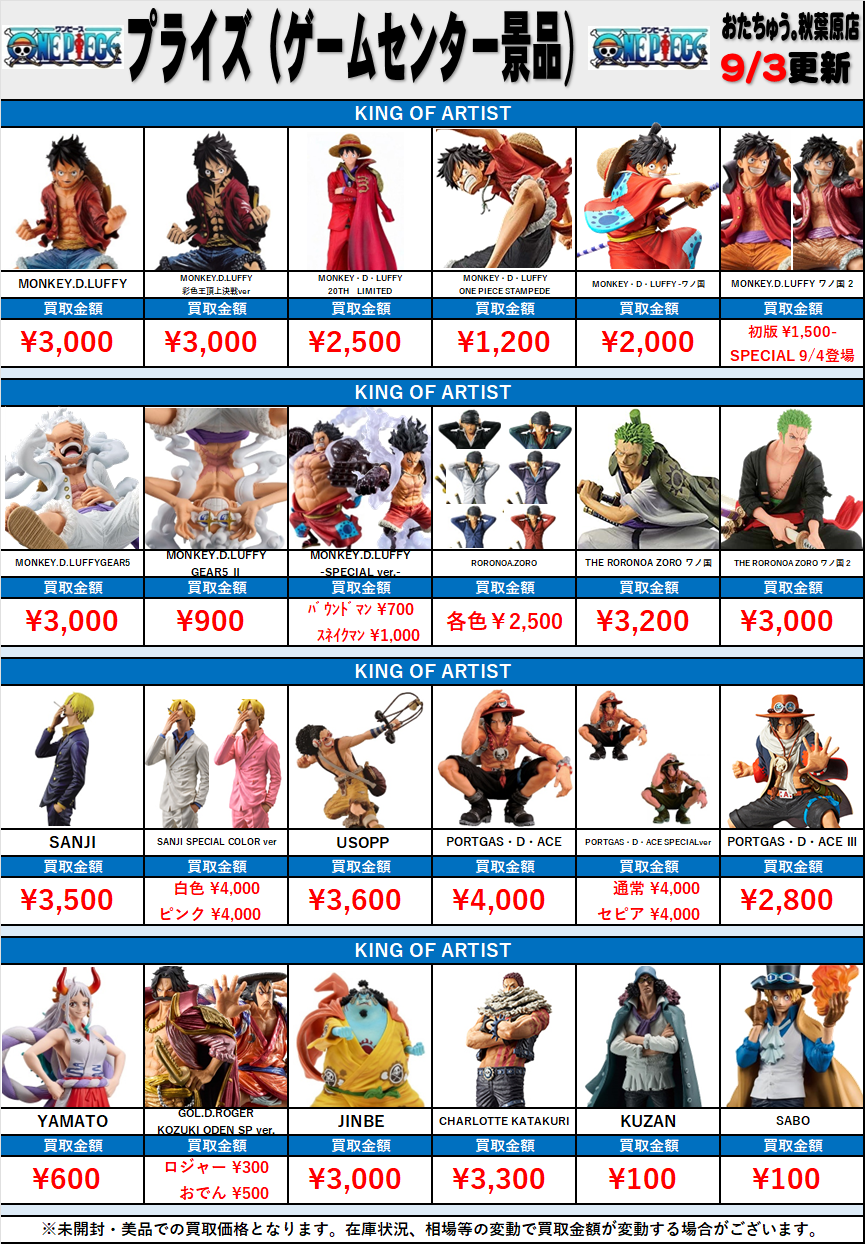 全国宅配買取】ワンピース プライズフィギュア(ゲームセンター