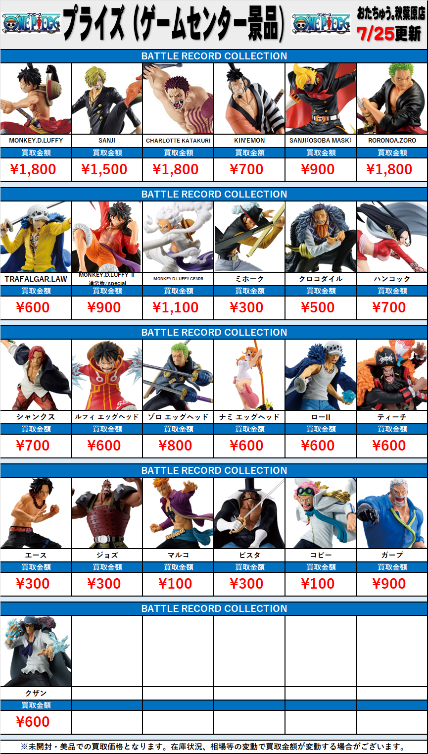 全国宅配買取】ワンピース プライズフィギュア(ゲームセンター