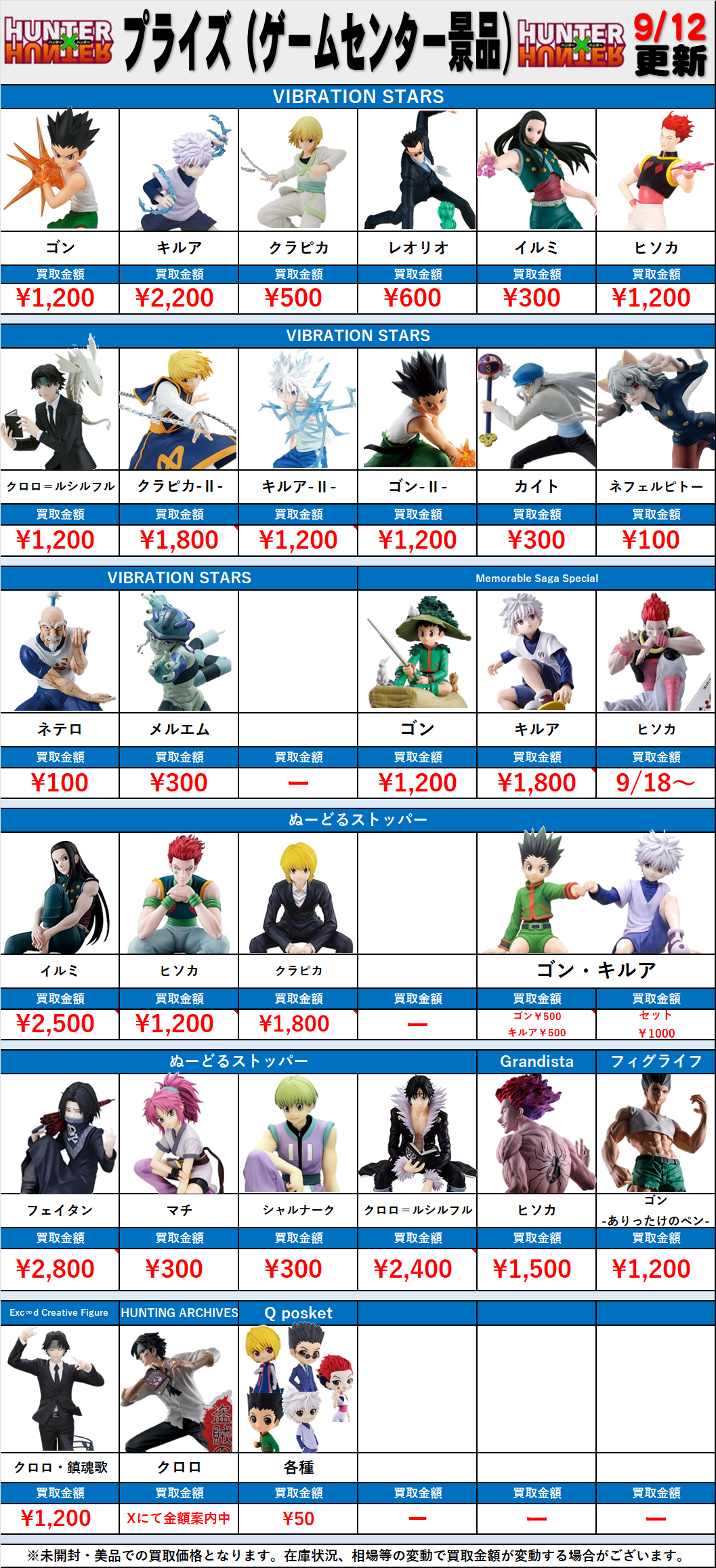 ハンターハンター プライズ フィギュア まとめ売り 9点セット 9体セット プライズ フィギュア まとめ売り HUNTER×HUNTER 他 7