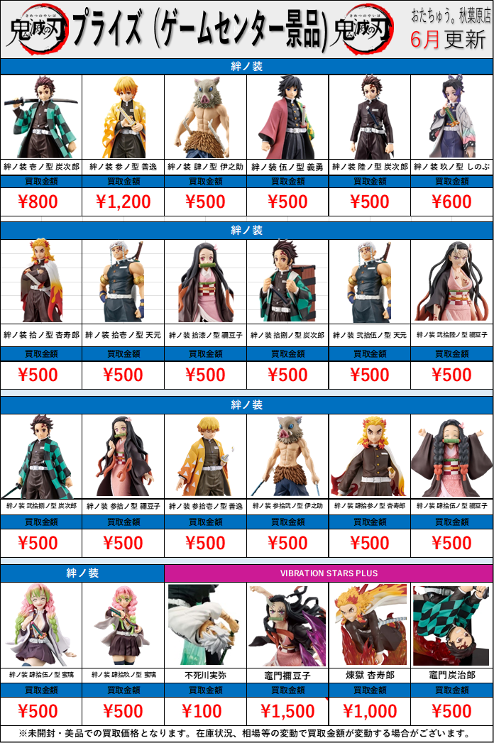 新作プライズフィギュア買取表更新しました！ 8/29 | 千葉鑑定団
