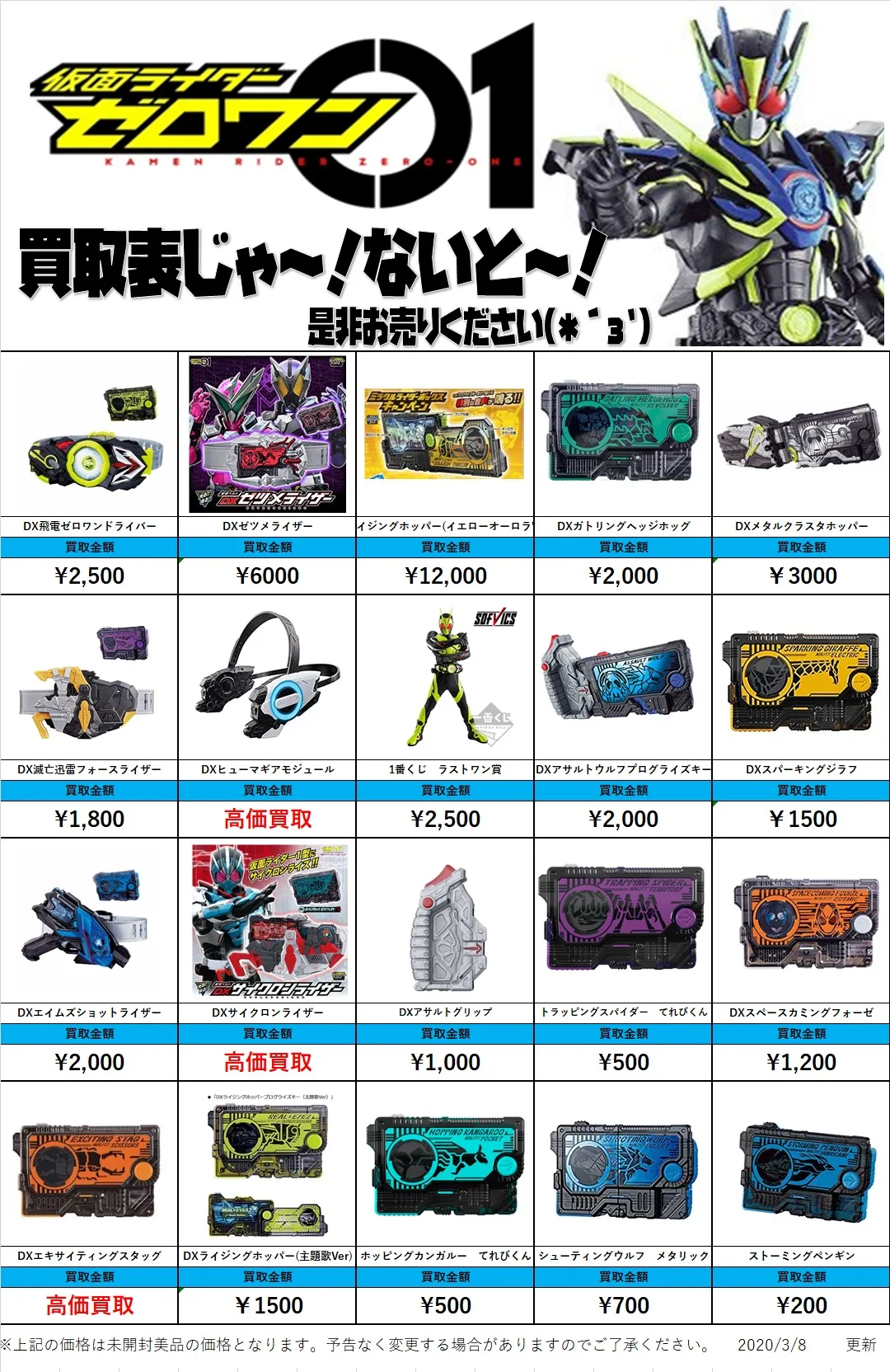 仮面ライダーゼロワン買取情報！！ - おたちゅう。秋葉原1号店