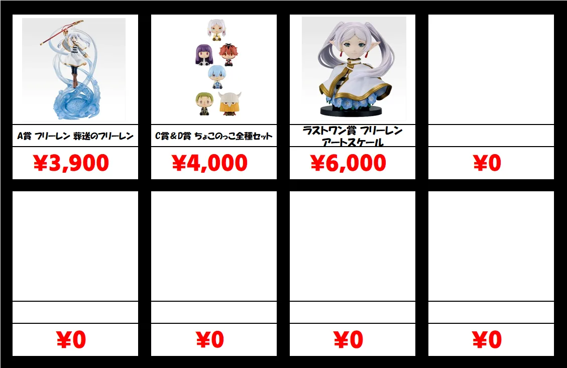 秋葉原【葬送のフリーレン-一番くじフィギュア】買取価格表 全国対応の