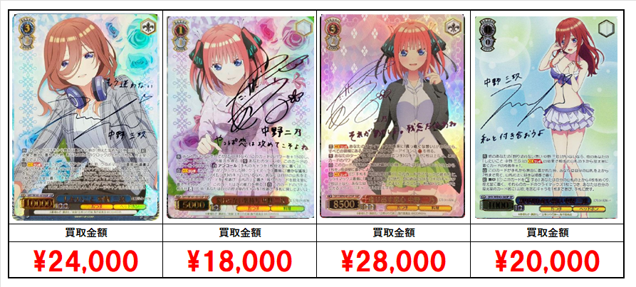 五等分の花嫁 さりげ TCG 変わりゆく日々 中野三玖 SSP サイン☆