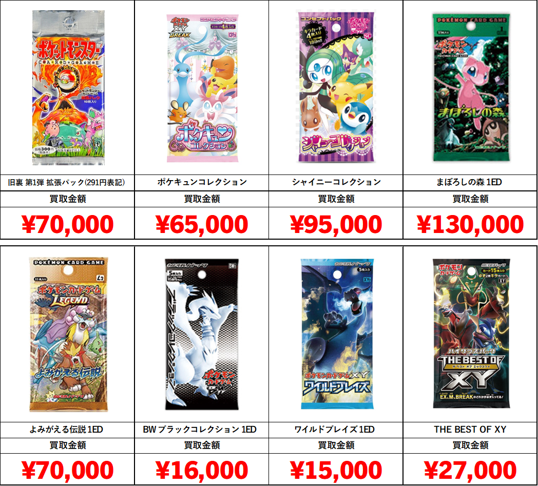 ポケカ】未開封パック・ボックス買取表【旧裏・旧弾】□全国対応の宅配