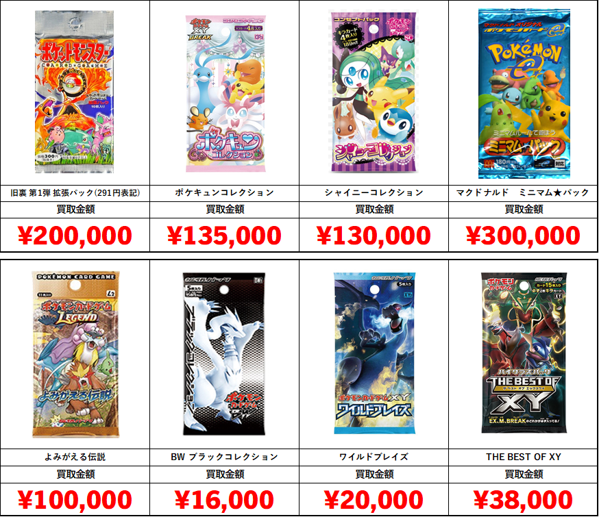 ポケカ】未開封パック・ボックス買取表【旧裏・旧弾】□全国対応 ポケカ】未開封パック・ボックス買取表【旧裏・旧弾】□全国対応