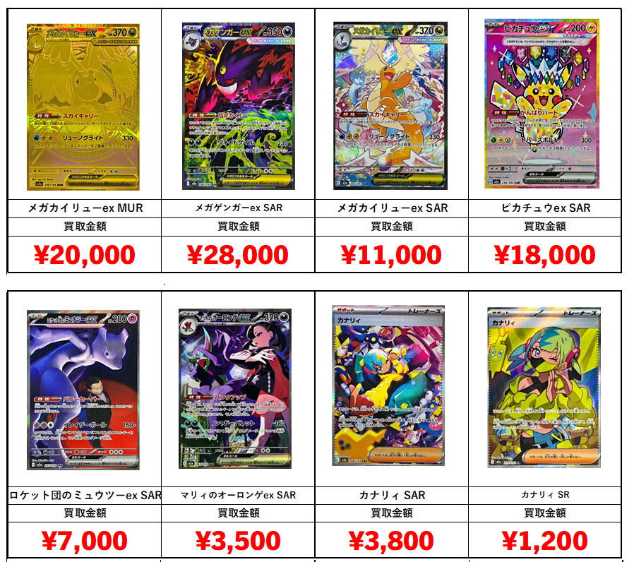 ポケカ】MEGAドリームex買取価格表 - おたちゅう。秋葉原2号店 トレカ館