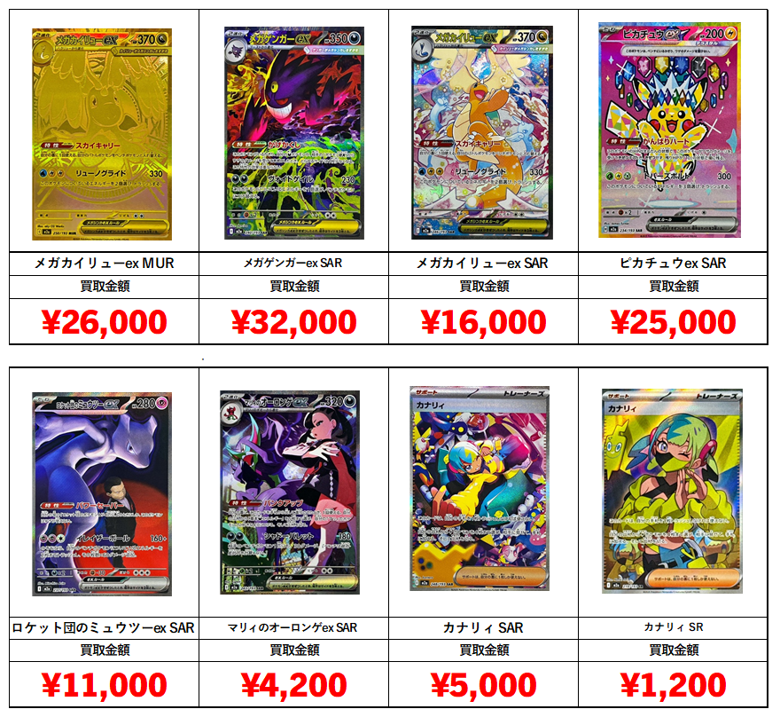 ポケカ】MEGAドリームex買取価格表 - おたちゅう。秋葉原2号店 トレカ館