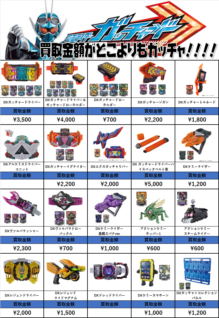 仮面ライダー専門店】DX変身ベルトや玩具（おもちゃ）など買取価格は