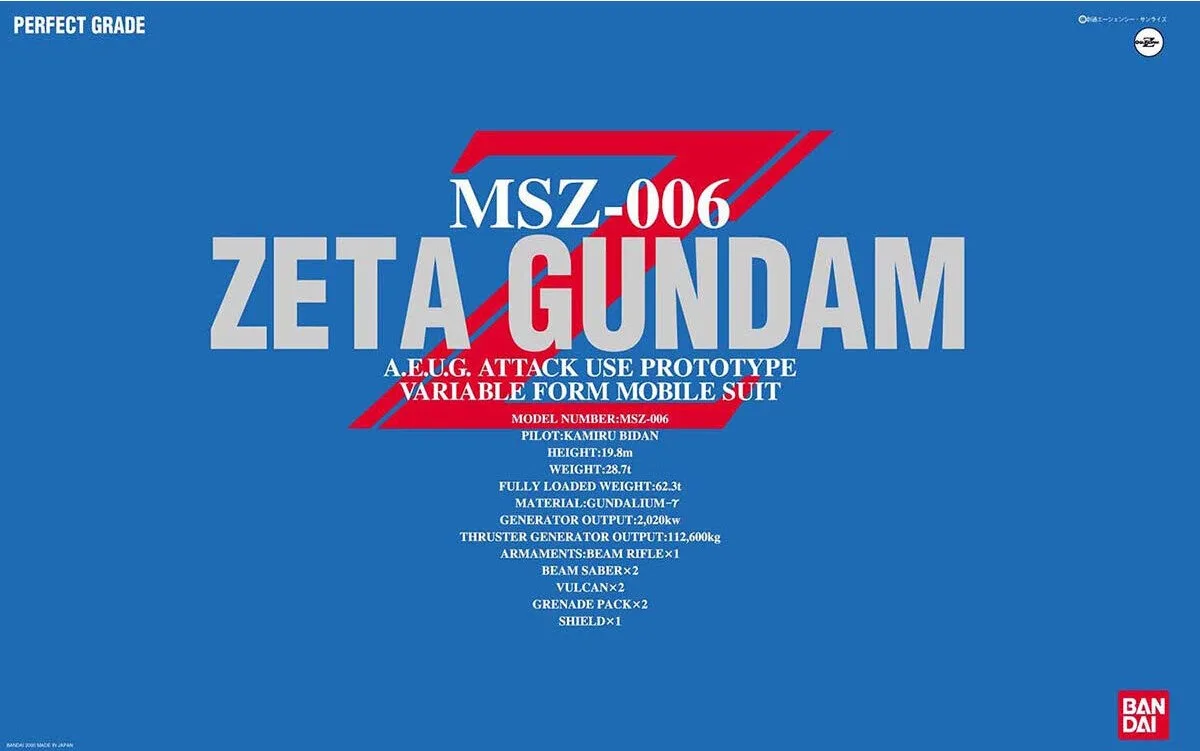 PG Zガンダムのプラモデルのパッケージ