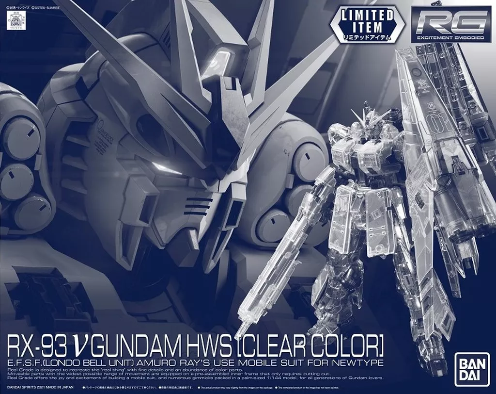 RG νガンダム HWS [クリアカラー]のプラモデルのパッケージ