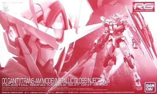 RG ダブルオークアンタ(トランザムモード) [メタリックグロスインジェクション] 【プレミアムバンダイ限定】のプラモデルのパッケージ